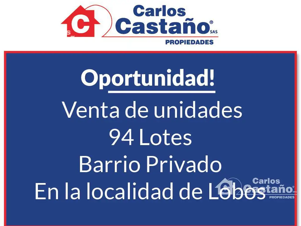 Oportunidad! 94 de Lotes en venta (Cerca de Lobos).