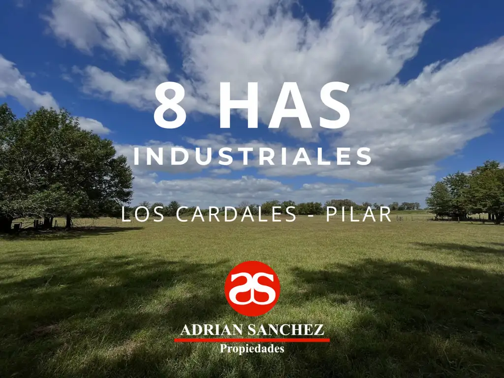 8 HAS INDUSTRIALES EN LOS CARDALES: Fracción Rural/Industrial "La Indiada" a 8 km de Pilar