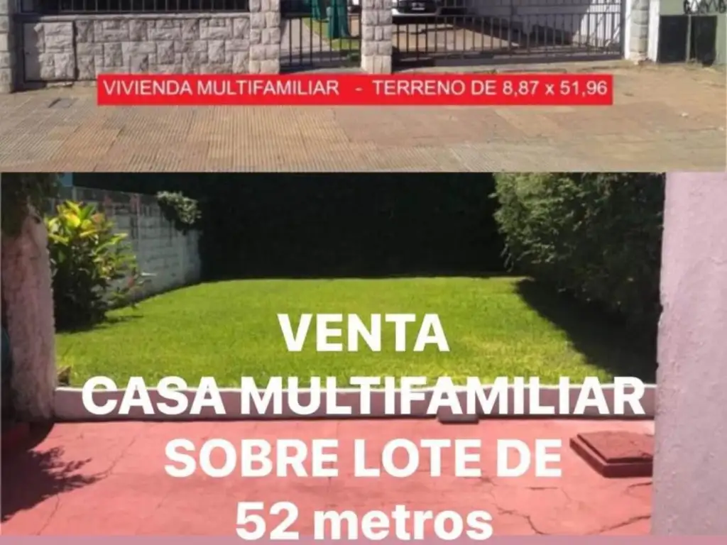 CASA - VENTA - MULTIFAMILIAR - LOTE 8.87 x 51.96