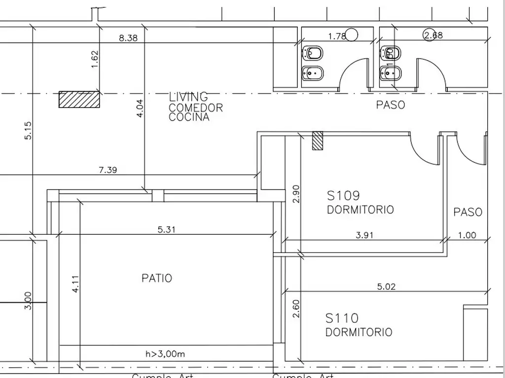 EXCELENTE DEPARTAMENTO EN PLANTA BAJA 3 AMB. 74 M2  A  PATIO INGLES IDEAL RENTA APTO PROFESIONAL