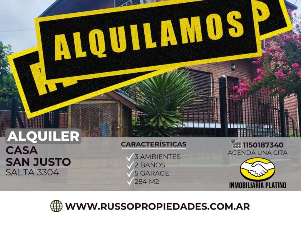 Alquiler Casa 3 Ambientes San Justo