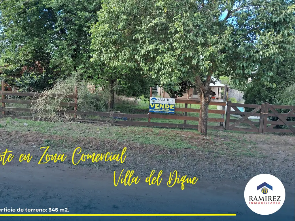 EN VENTA HERMOSO LOTE EN ZONA COMERCIAL DE VILLA DEL DIQUE.