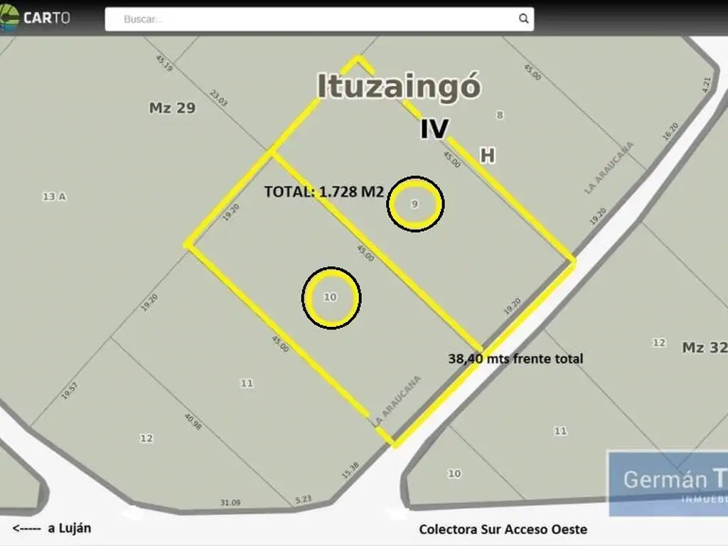 Buena fracción muy bien ubicada, 1728 m2 en Ituzaingo Norte.