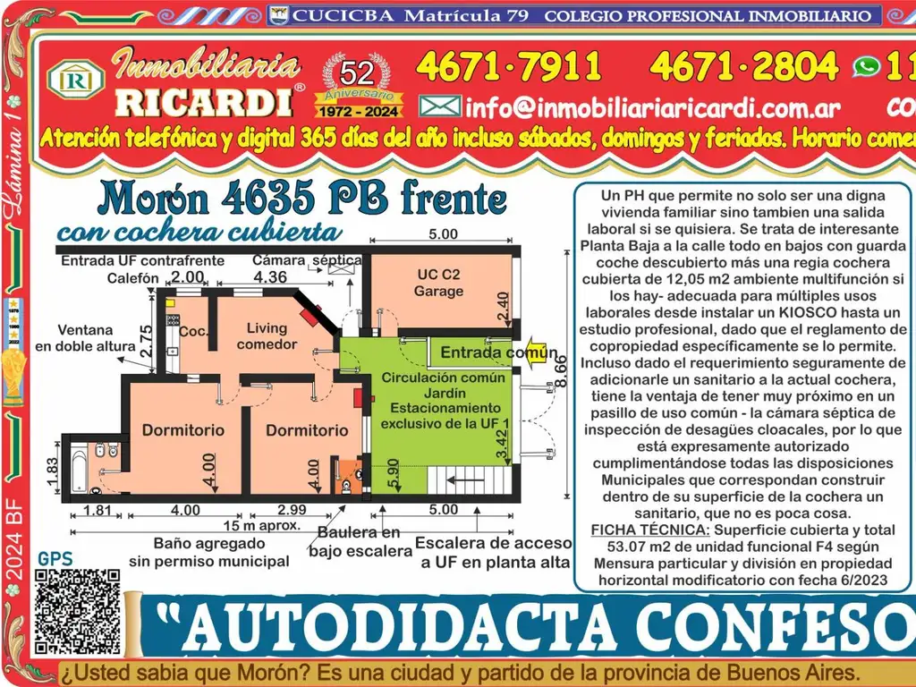 AUTODIDACTA CONFESO... PH con cochera factible hacer local