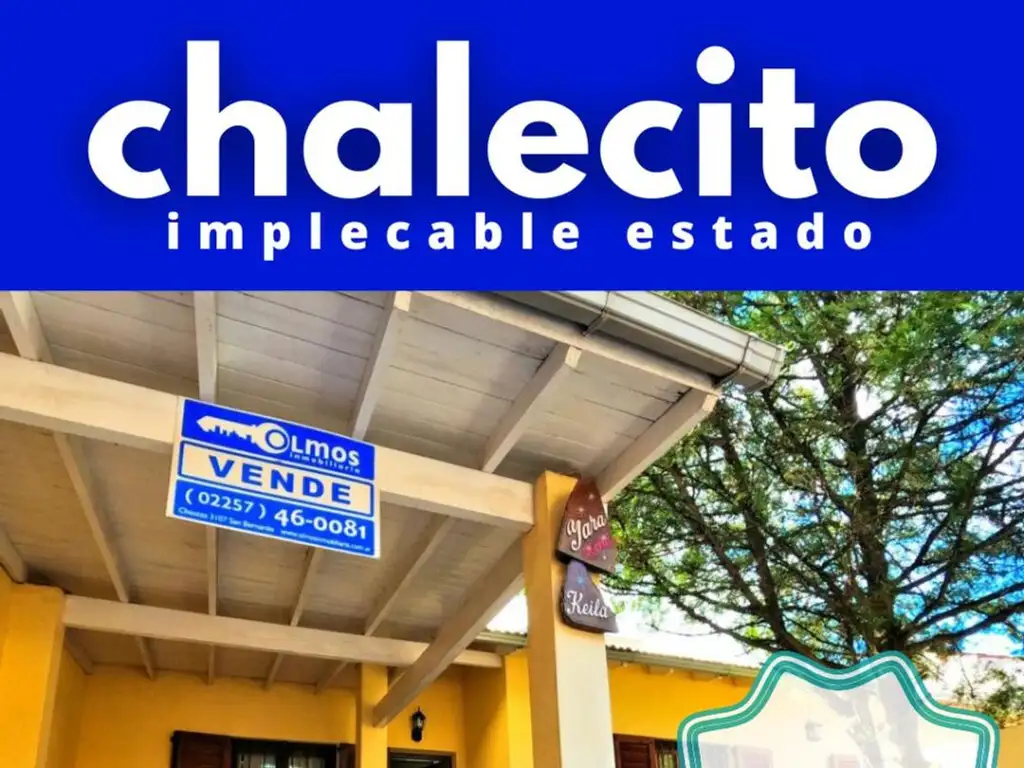 Chalecito, 65 mts cub. cochera cubierta, patio, parrilla.