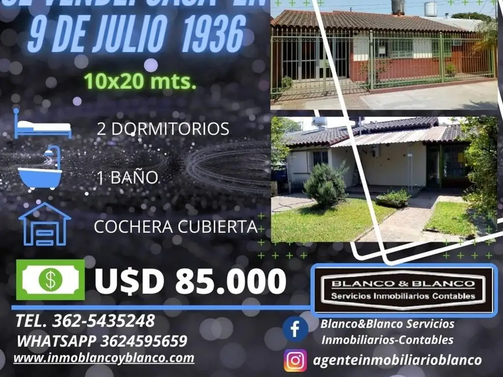 SE VENDE: AV. 9 DE JULIO 1936, CASA DE 2 DORMITORIOS