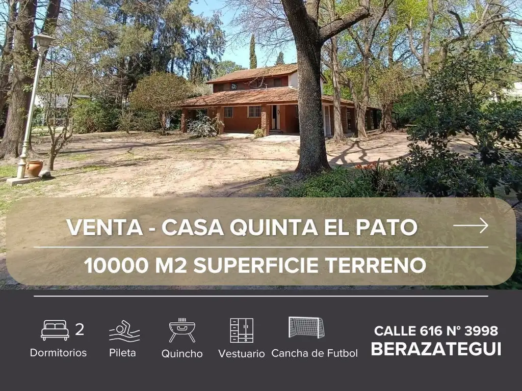 VENTA CASA QUINTA 3 AMBIENTES en El Pato, BERAZATEGUI