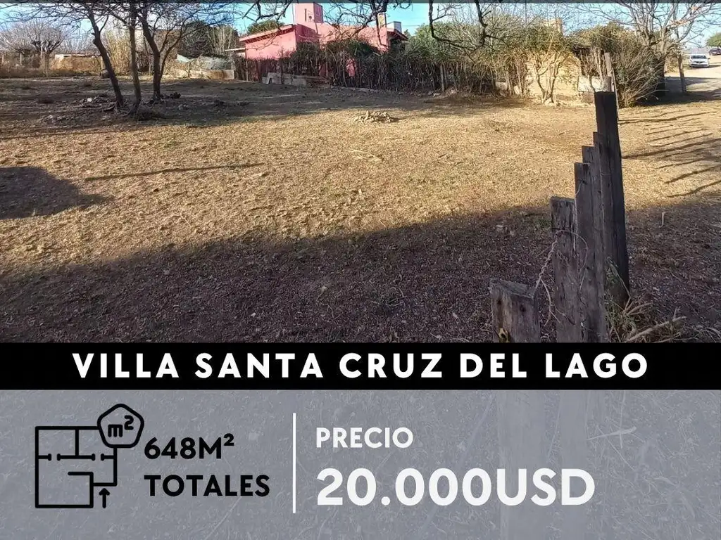 SE VENDE EXCELENTE TERRENO DE 650m² EN VILLA SANTA CRUZ DEL LAGO