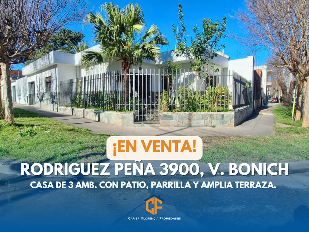 CASA DE 3 AMBIENTES CON PATIO, PARRILLA Y AMPLIA TERRAZA, EN VENTA Y BUEN ESTADO