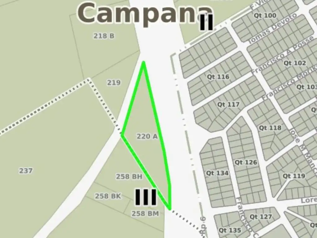 Terreno sobre Ruta Provincial 6 Frente a Barrio Los Pioneros