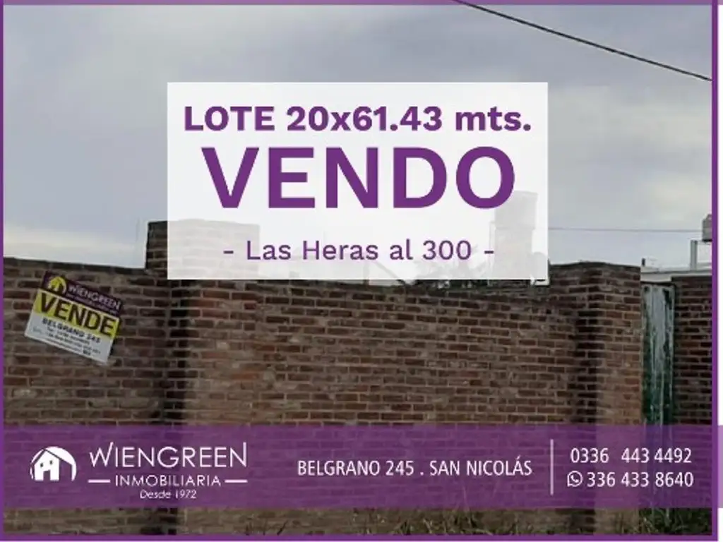 VENDO o PERMUTO -  LOTE en calle LAS HERAS