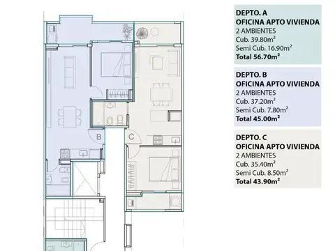 Departamento 2 ambientes con 1 baño
