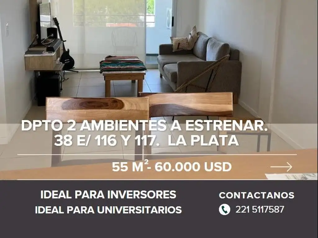 Departamento en venta en La Plata, un dormitorio