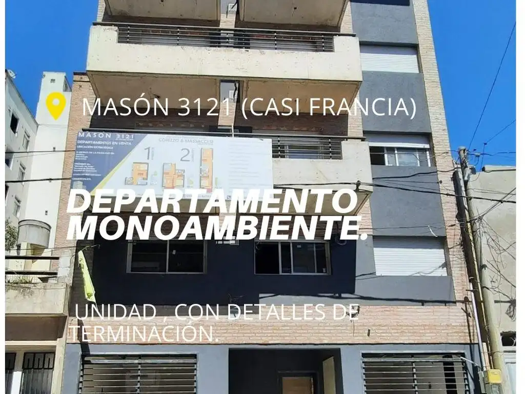 Departamentos Monoambiente en Mason 3121 - Francia al 400