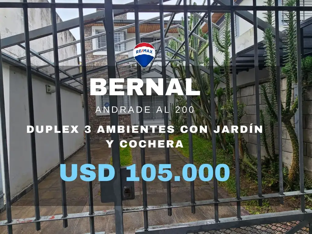 VENTA DÚPLEX 3 AMB CON JARDÍN Y COCHERA BERNAL