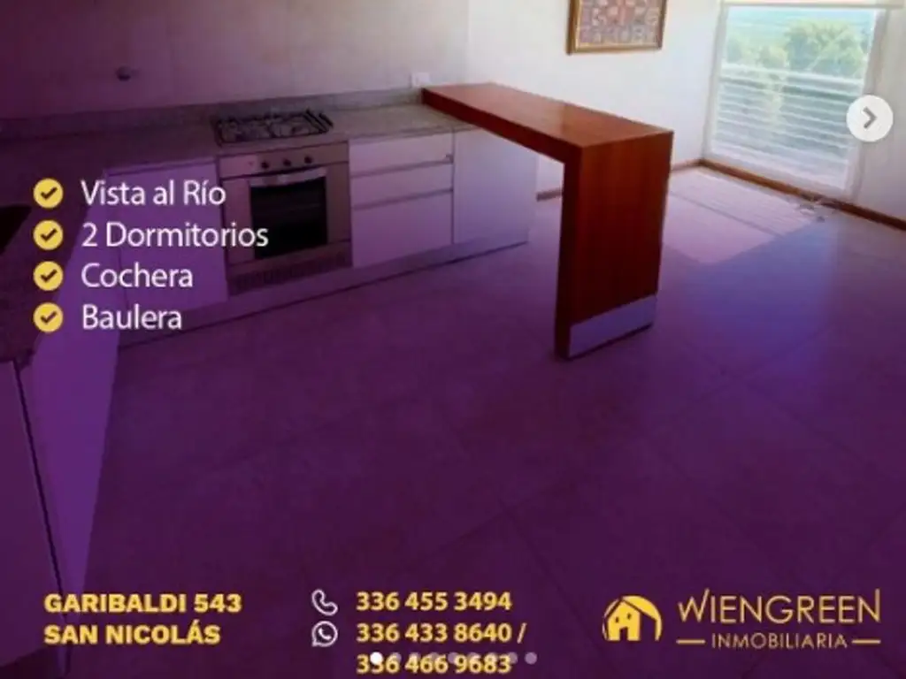 Vendo departamento de 2 dormitorios con vista al Rio