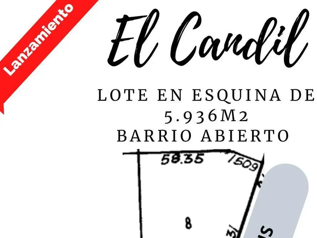 VENTA DE LOTE DE 5936M2 EN ESQUINA- EL CANDIL-RUTA 8 KM95,SA