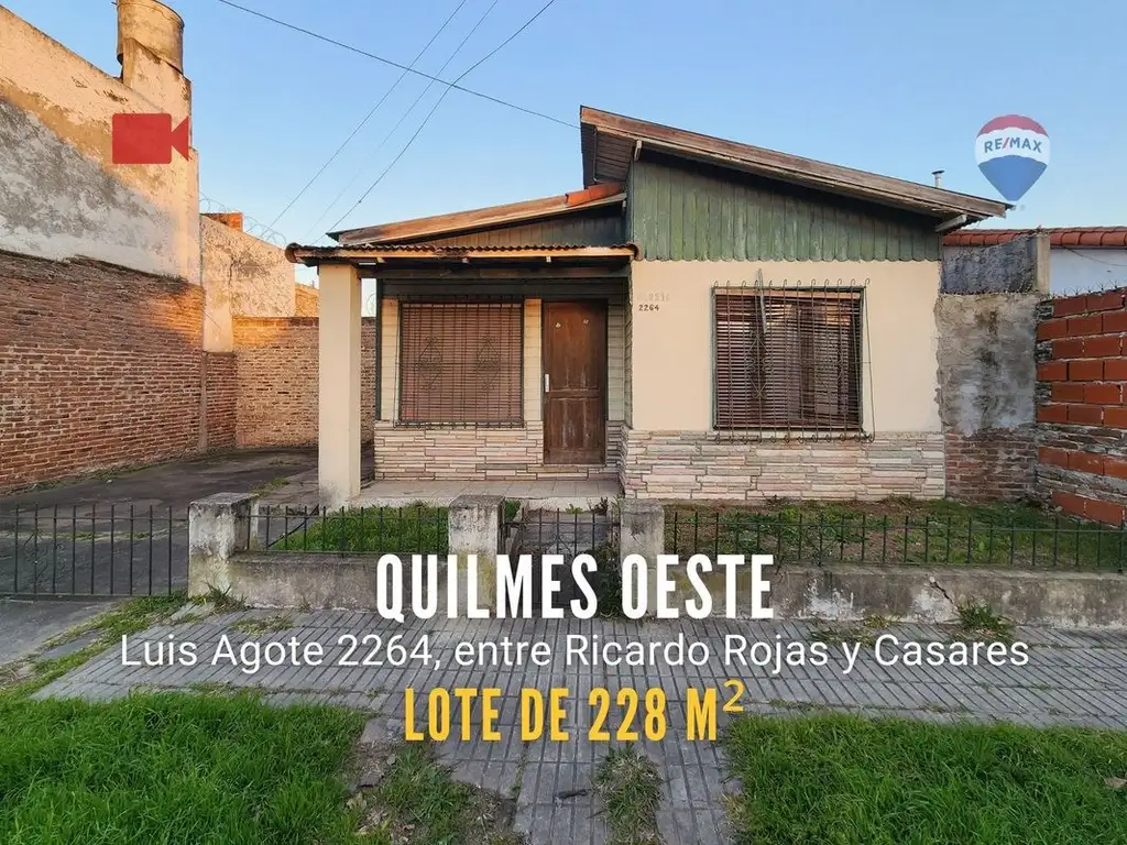 VENTA LOTE DE 228M2 EN QUILMES