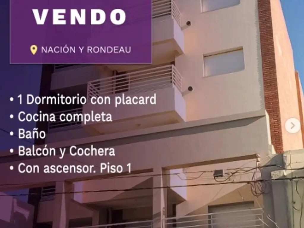 Vendo Dpto de 1 dormitorio con Balcon y Cochera