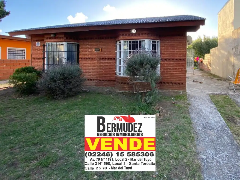 Chalet venta 3 ambientes Mar del tuyu calle 6 entre 86 y 87