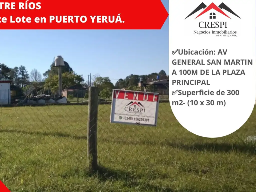 Terreno a 100 m de la Plaza Principal Puerto Yeruá