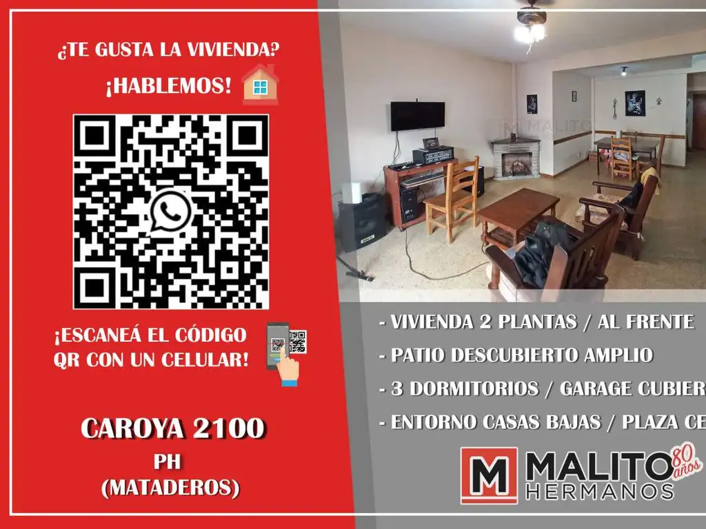 Venta PH 4 Ambientes en 2 Plantas con Patio y Garage en Mataderos