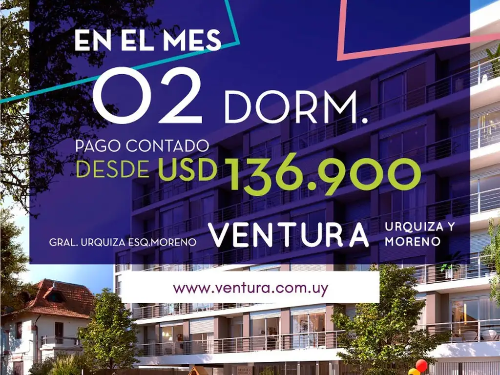 (VEN-VEN-225) Venta de Apartamento 2 DORMITORIOS - Ventura Urquiza y Moren