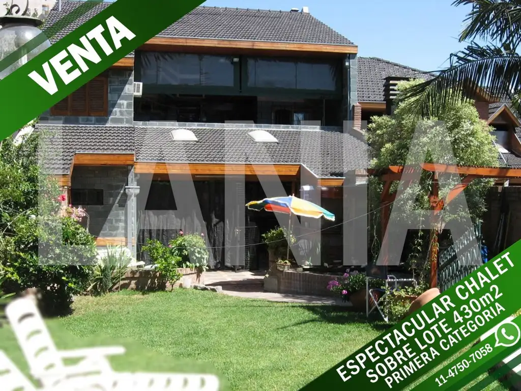 CHALET 1ERA CATEGORIA :: HERMOSO :: SOBRE GRAN LOTE 430M2