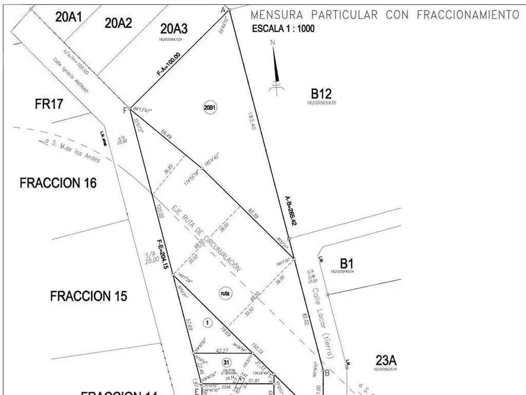 Fracción comercial sobre ruta de Circunvalación