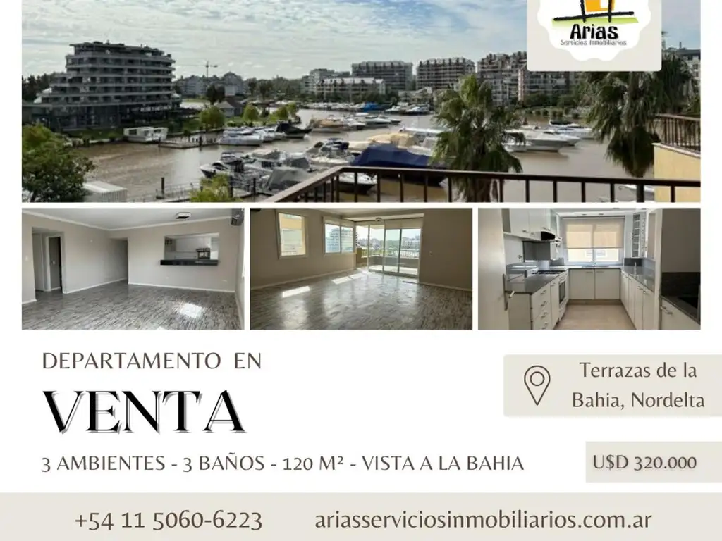 Departamento 3 Ambientes Al Rio en Terrazas de La Bahia, Nor