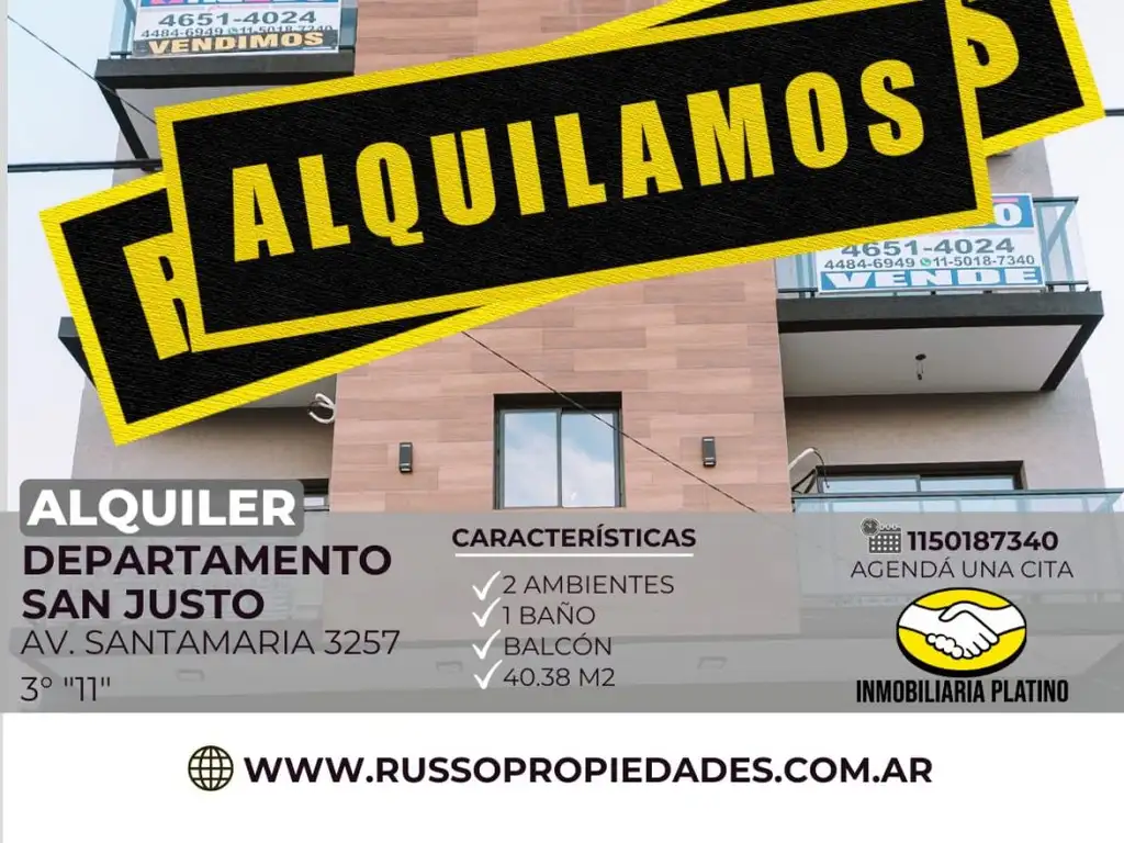 Alquiler Departamento 2 Ambientes San Justo