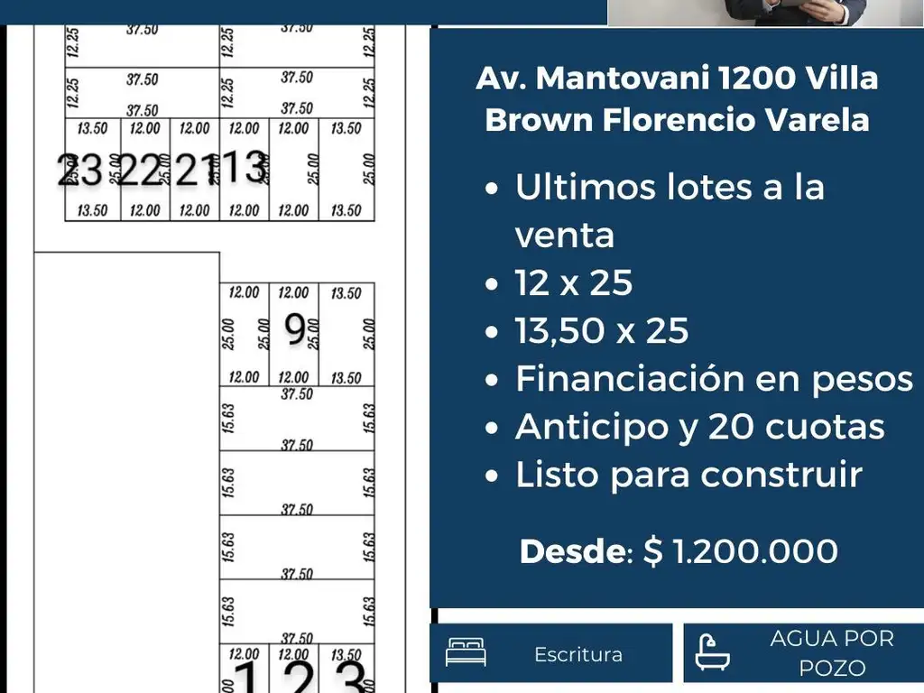 Ultimo terreno a la Venta 13 x 35