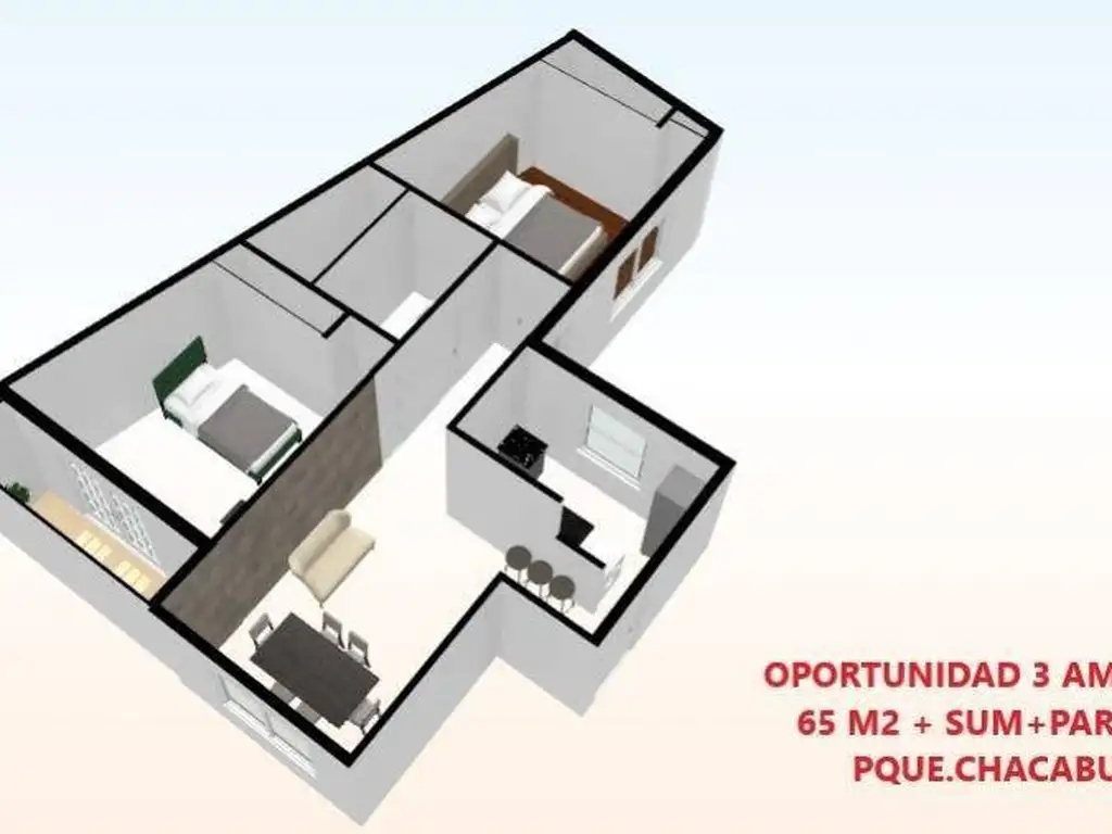 VENTA DEPARTAMENTO 3 AMBIENTES - SUM -  P. Chacabuco