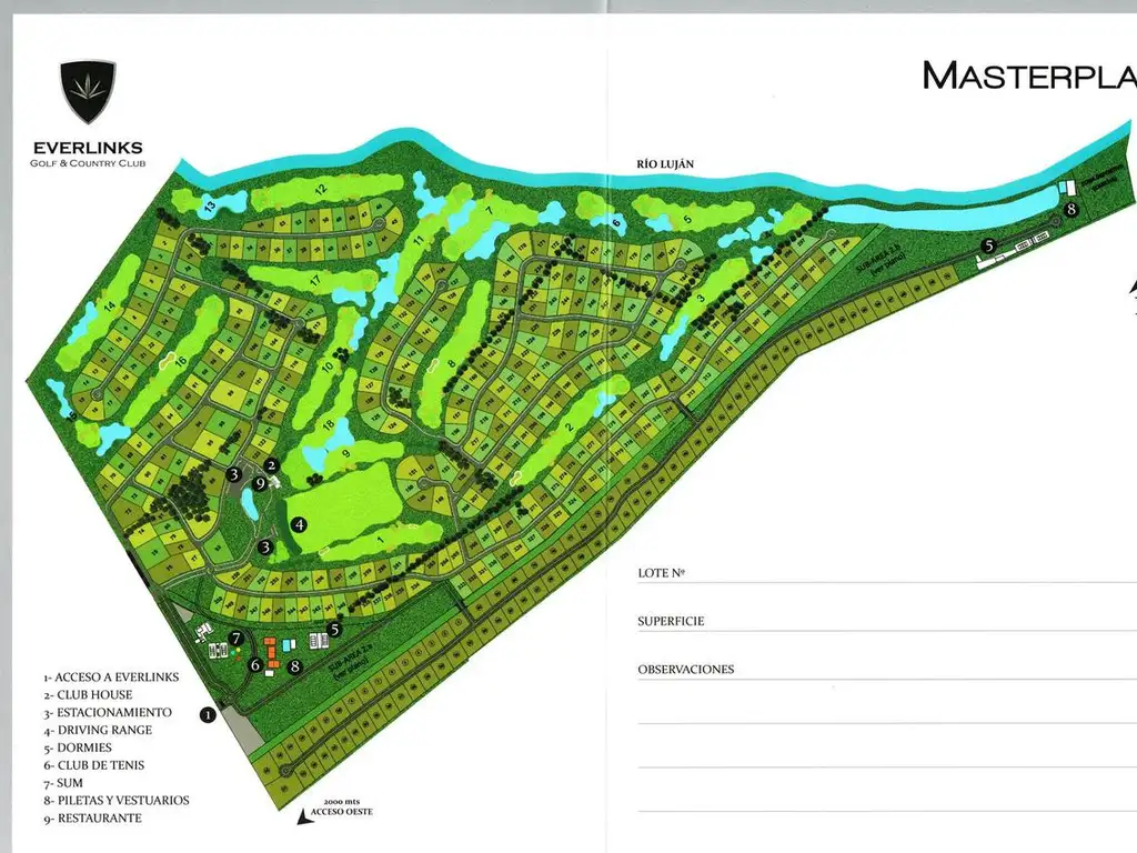 Venta de lote 332 en Everlinks Club de Campo, Luján.