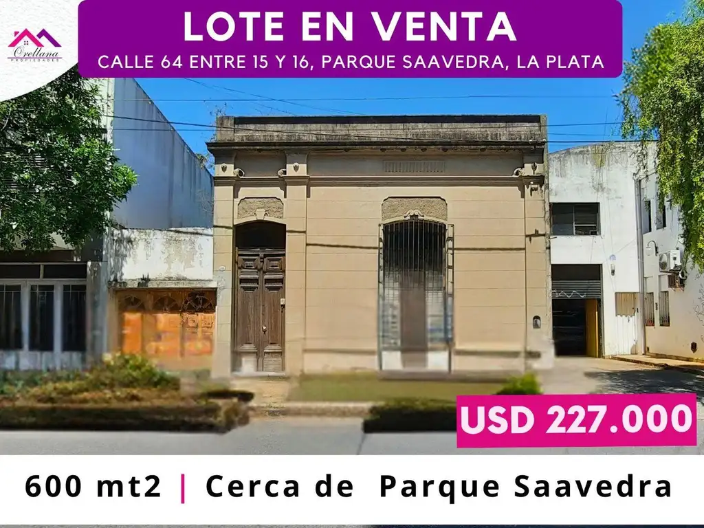 Venta de lote a metros de Parque Saavedra