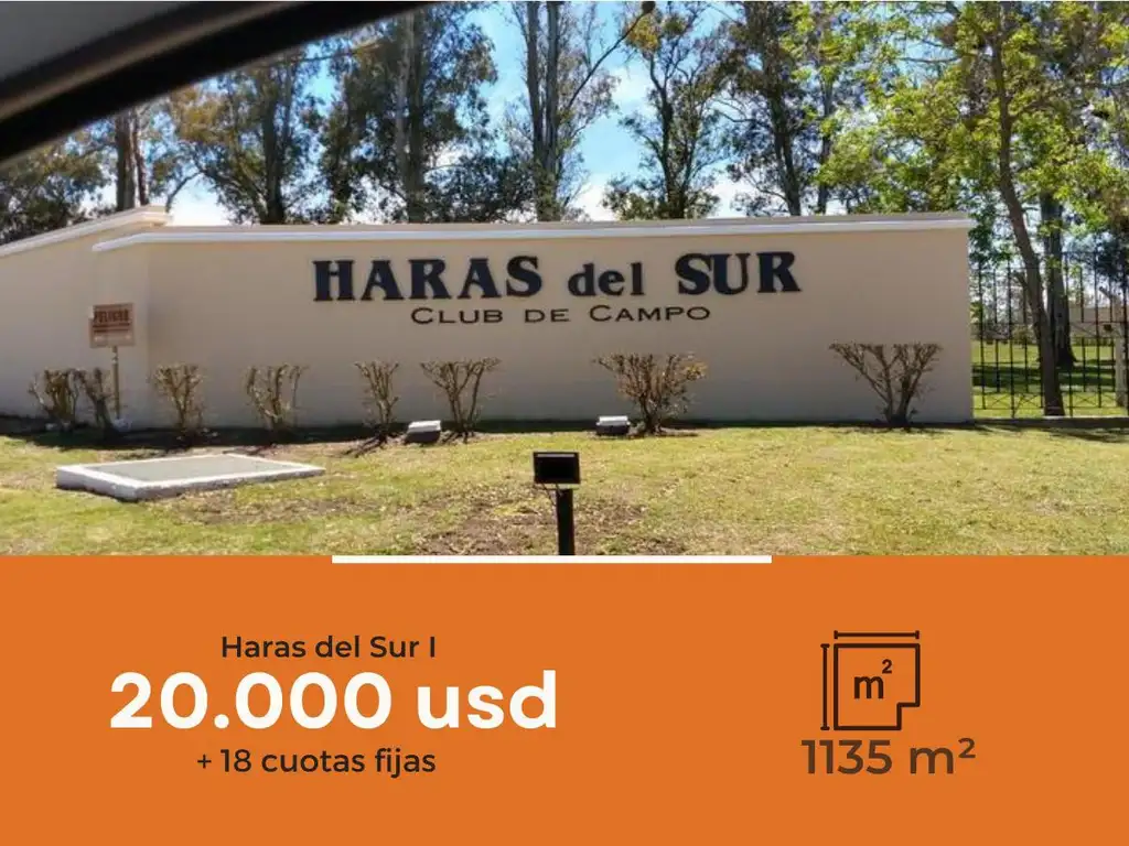 Terreno en venta - 1135 mts2 - Haras Del Sur I [FINANCIADO]