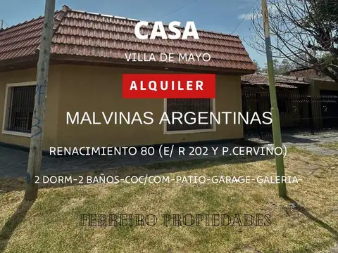 ALQUILER de CASA en VILLA DE MAYO de MALVINAS ARGENTINAS