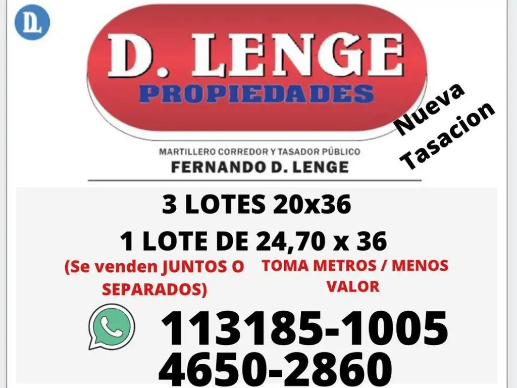 LOTE DE 20 X 36 EN VILLA LUZURIAGA