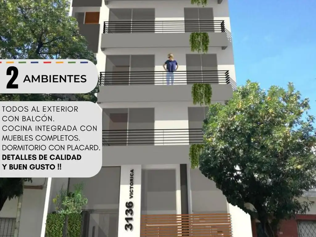 Departamento a estrenar 2 ambientes al frente - Parque Chas- Venta