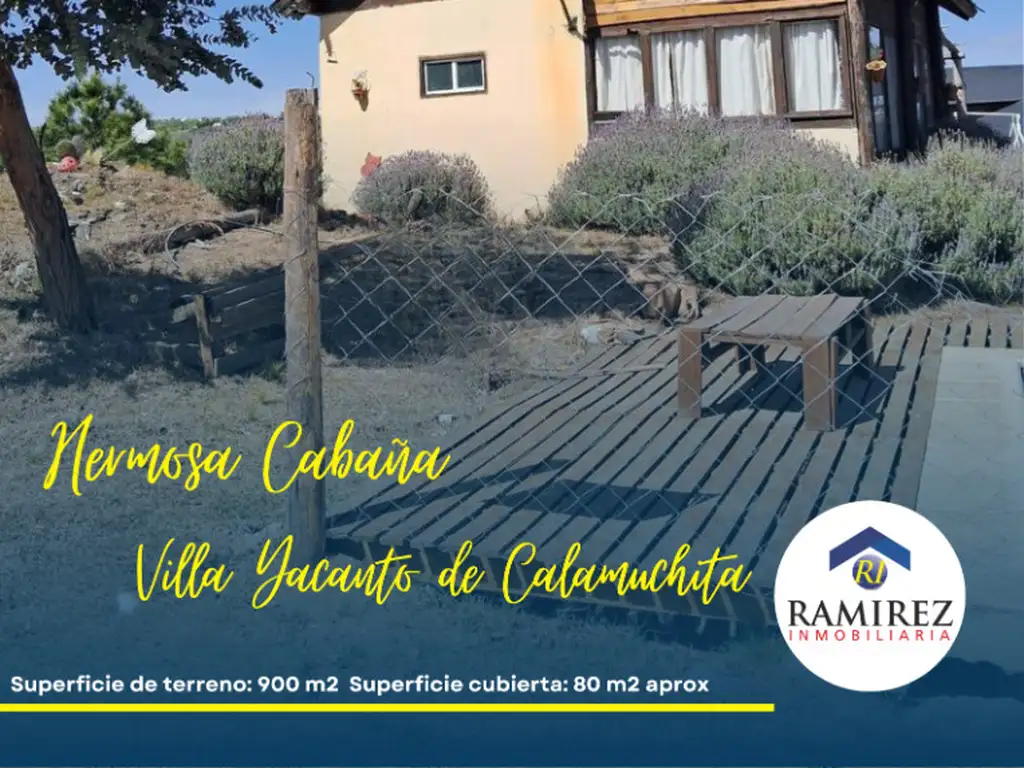 *CABAÑA con excelente vista en "VILLA YACANTO" de Calamuchita.