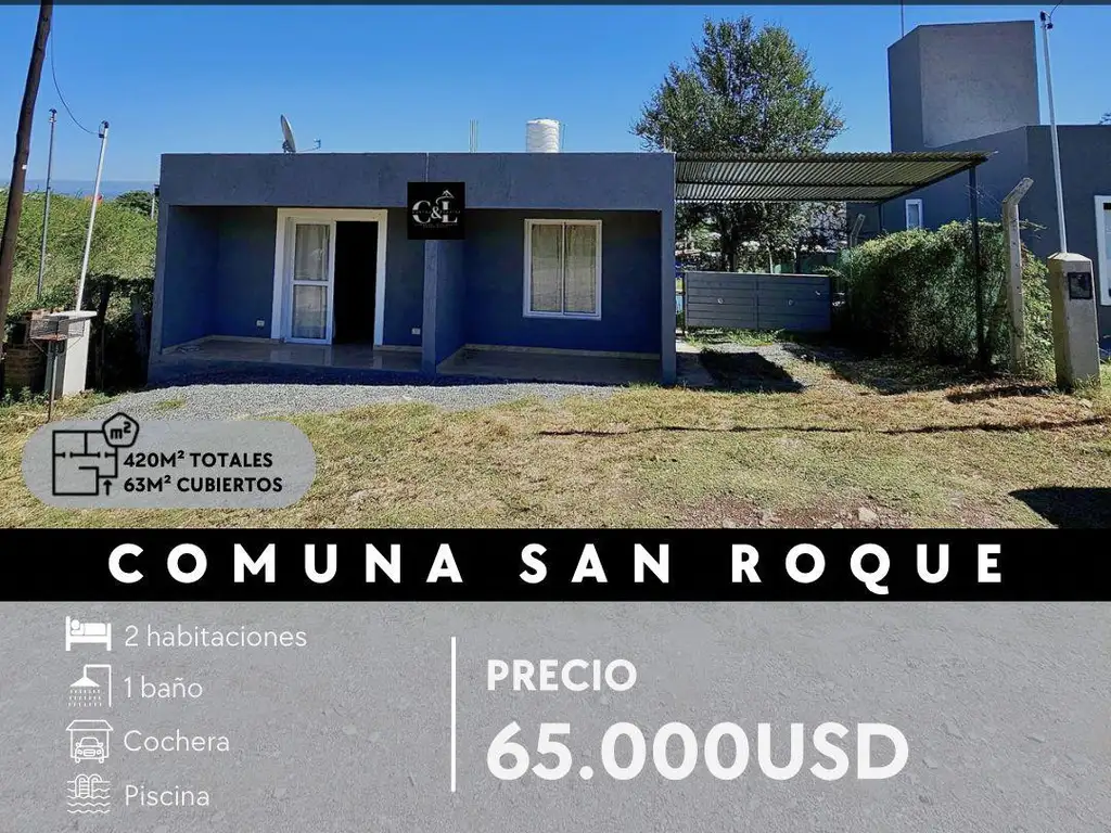 CASA 2 DOR A ESTRENAR CON PILETA EN LA COMUNA SAN ROQUE, PUNILLA