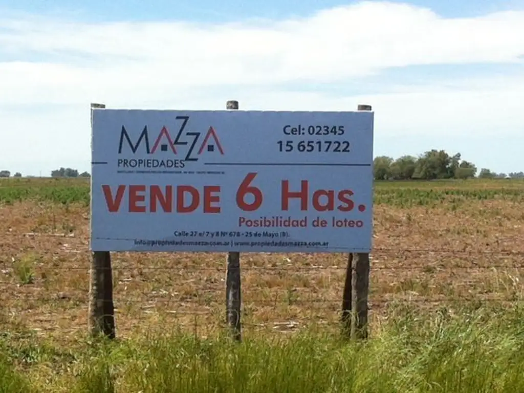 Venta 6 HA sobre Ruta 205 altura KM 195