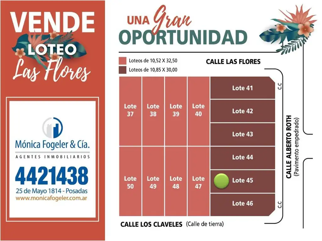 VENTA DE LOTE 45 (LOTEO LAS FLORES, GARUPÁ)