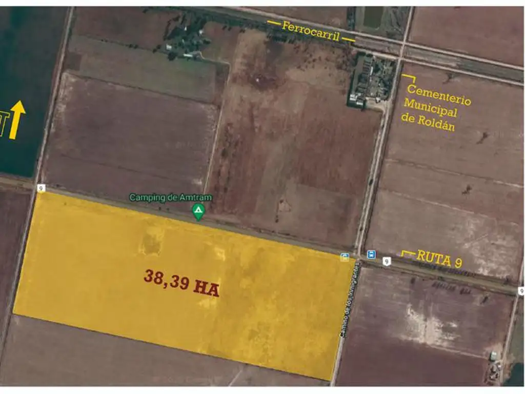 Campo de 38,39ha Sobre Ruta 9 en Roldan