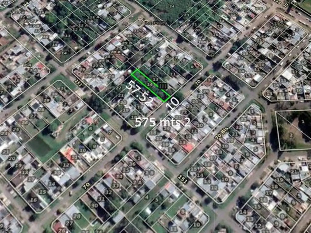 Terreno en venta - 10 x 57.52 - 575 mts 2 - Los Hornos