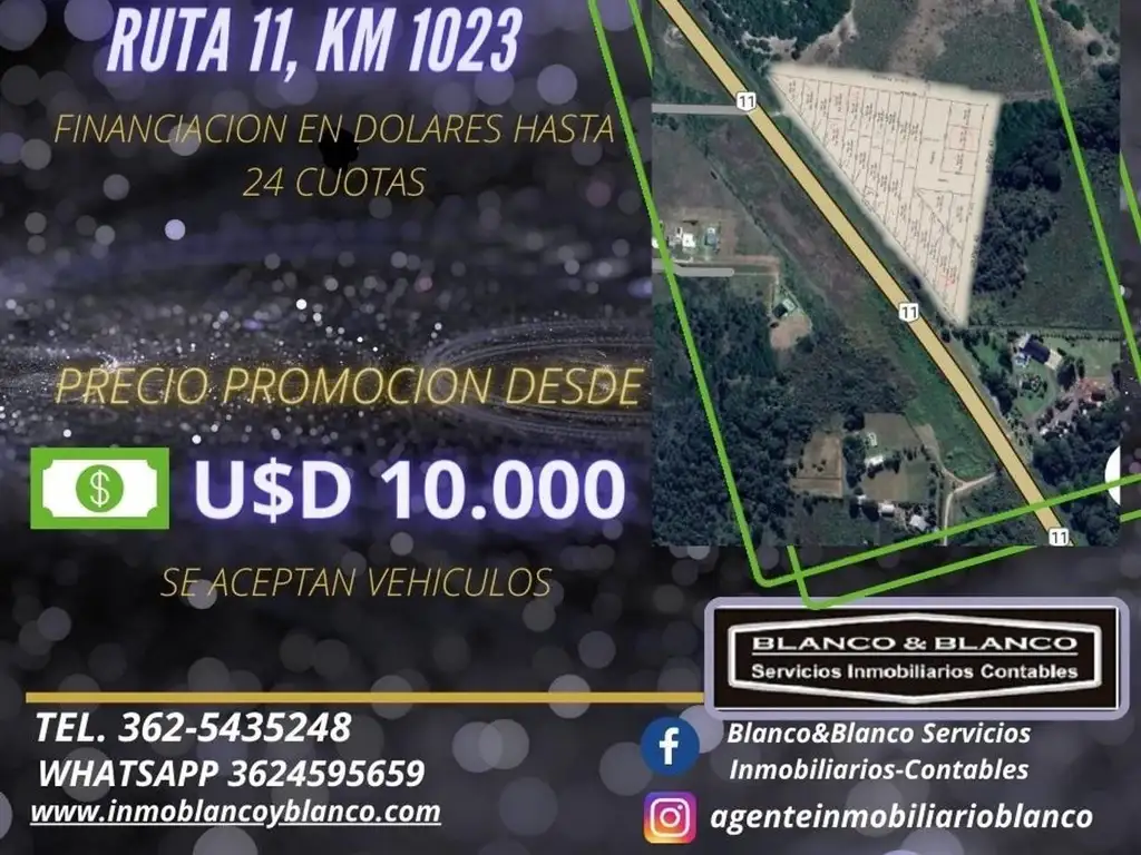 SE VENDE: LOTES SOBRE RUTA 11 KM 1023, PRECIO PROMOCIÓN