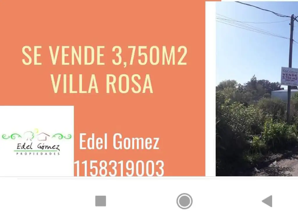 Se vende terreno en villa rosa