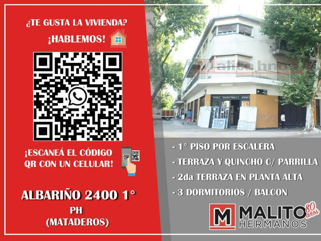 Venta Departamento Tipo Casa 4 Ambientes con Balcón, Baulera, Quincho y Terraza