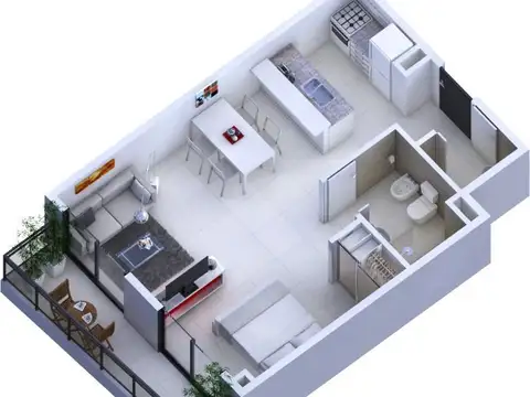 Departamento Monoambiente con 1 baño