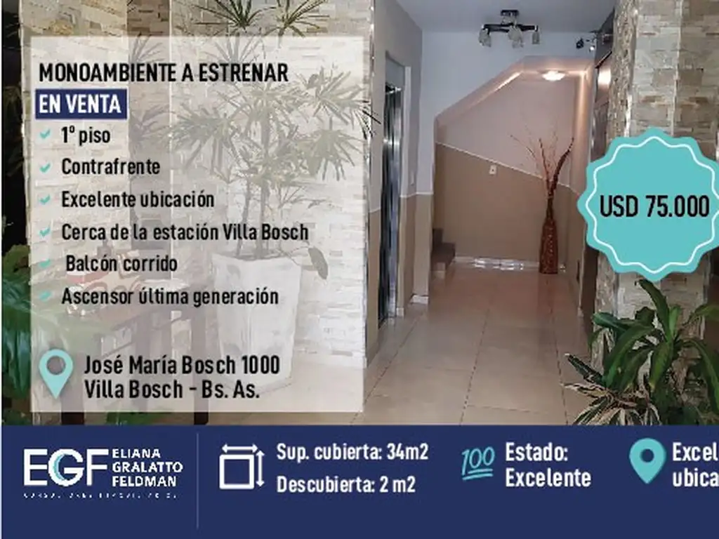 Venta Mono ambiente a estrenar 34mts